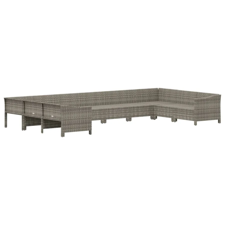 Salon de jardin 10 pcs avec coussins Gris Résine tressée - 4