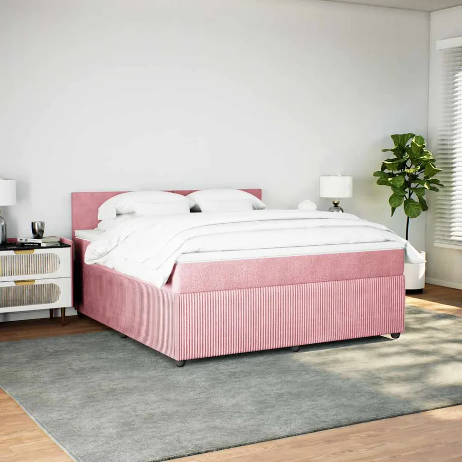 Sommier à lattes de lit avec matelas Rose 180x200 cm Velours - 4