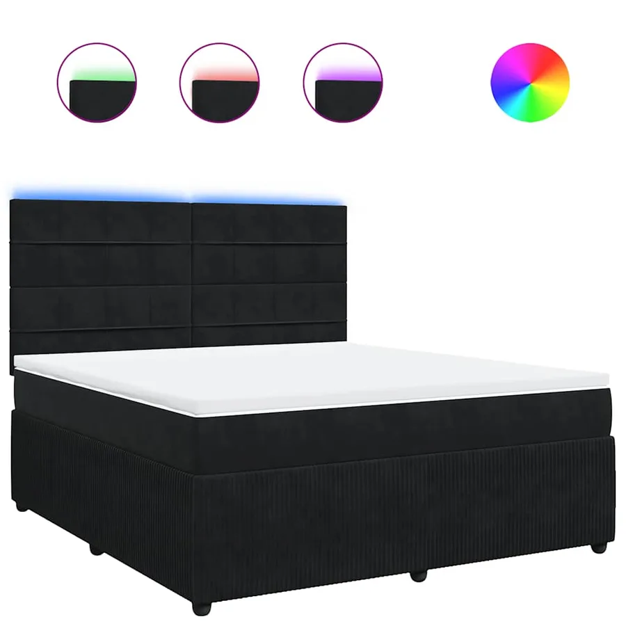 Sommier à lattes de lit avec matelas Noir 180x200 cm Velours - 2