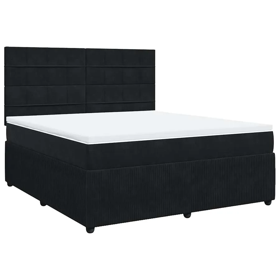 Sommier à lattes de lit avec matelas Noir 180x200 cm Velours - 3