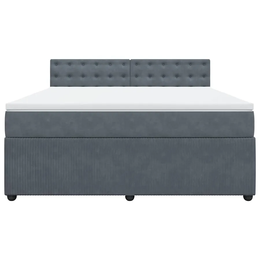 Sommier à lattes de lit et matelas Gris foncé 180x200cm Velours - 4
