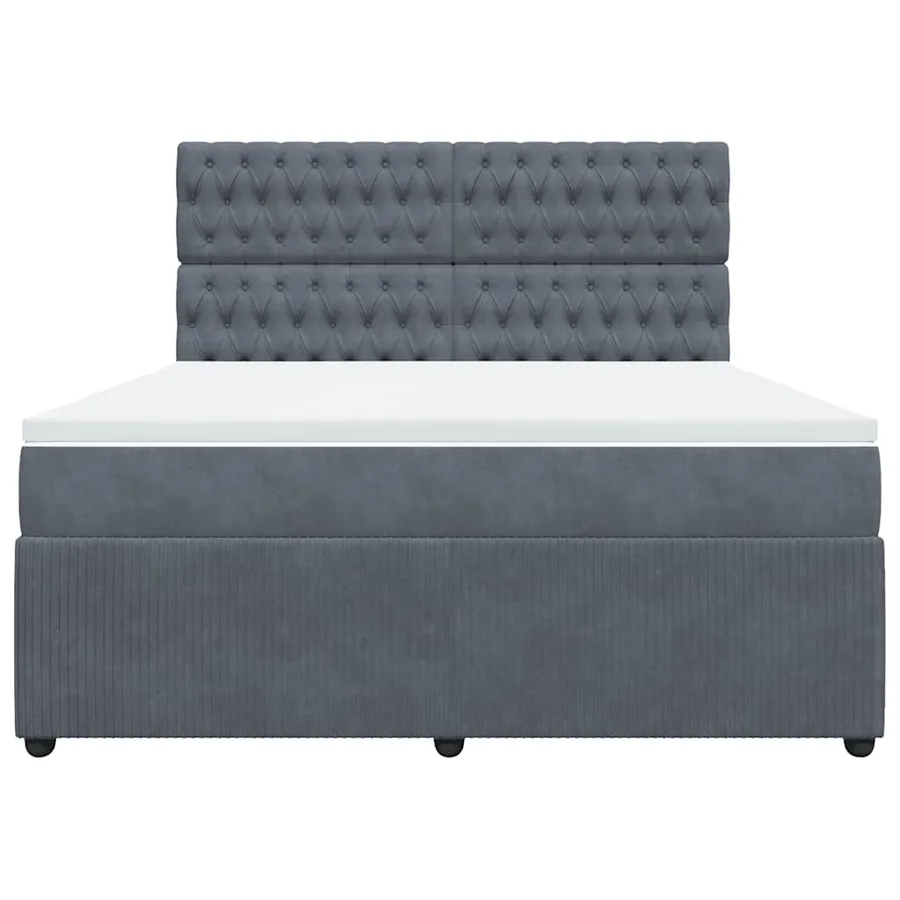 Sommier à lattes de lit et matelas Gris foncé 180x200cm Velours - 4