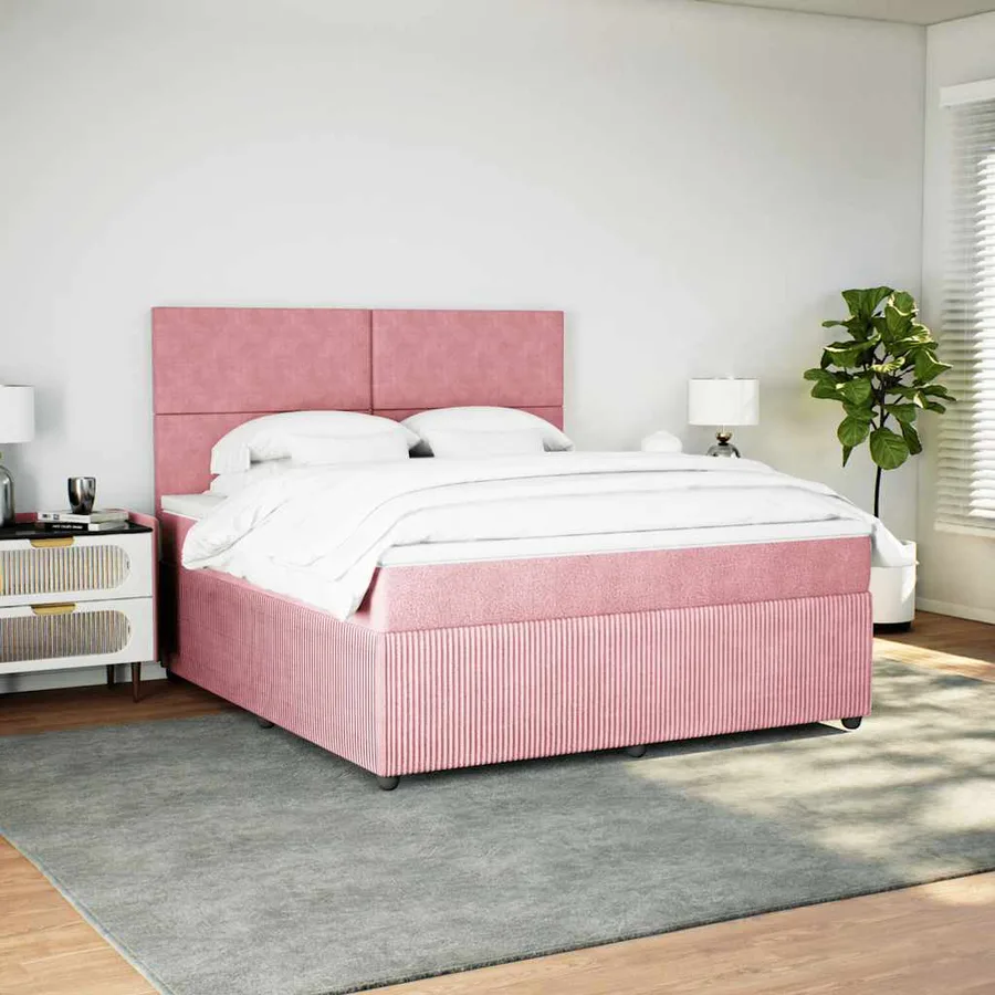 Sommier à lattes de lit avec matelas Rose 180x200 cm Velours - 3