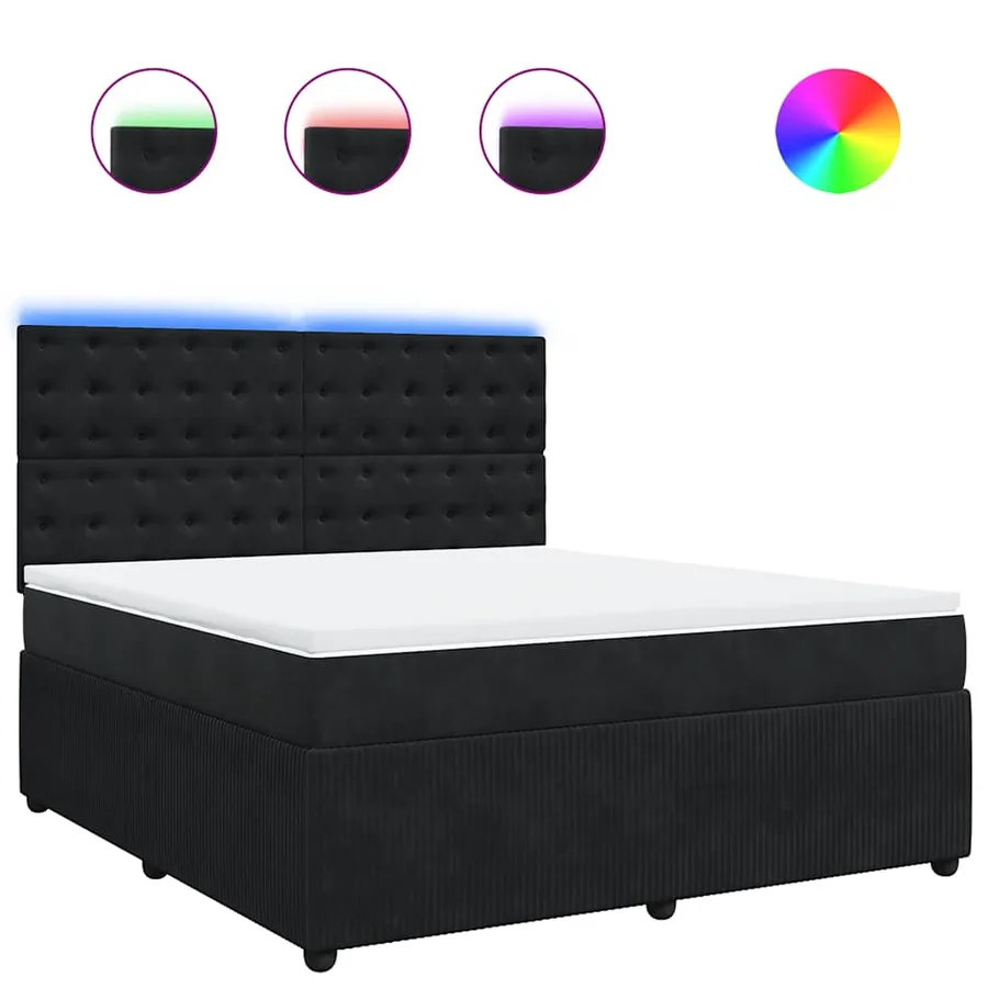 Sommier à lattes de lit avec matelas Noir 180x200 cm Velours - 2