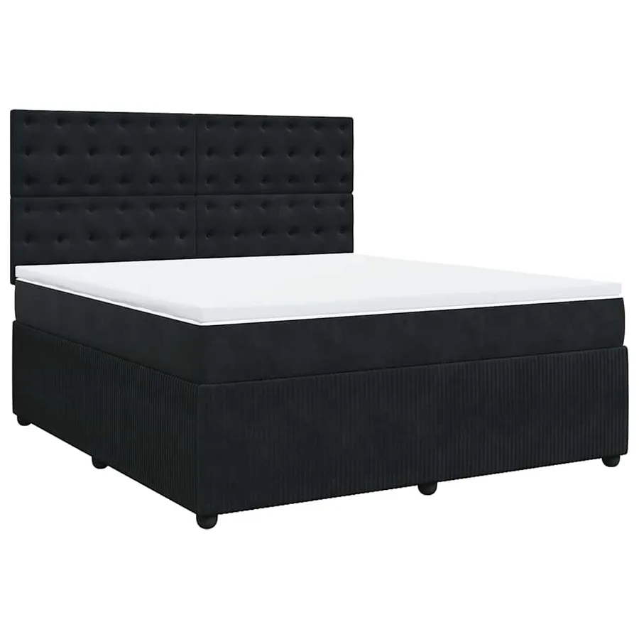 Sommier à lattes de lit avec matelas Noir 180x200 cm Velours - 3