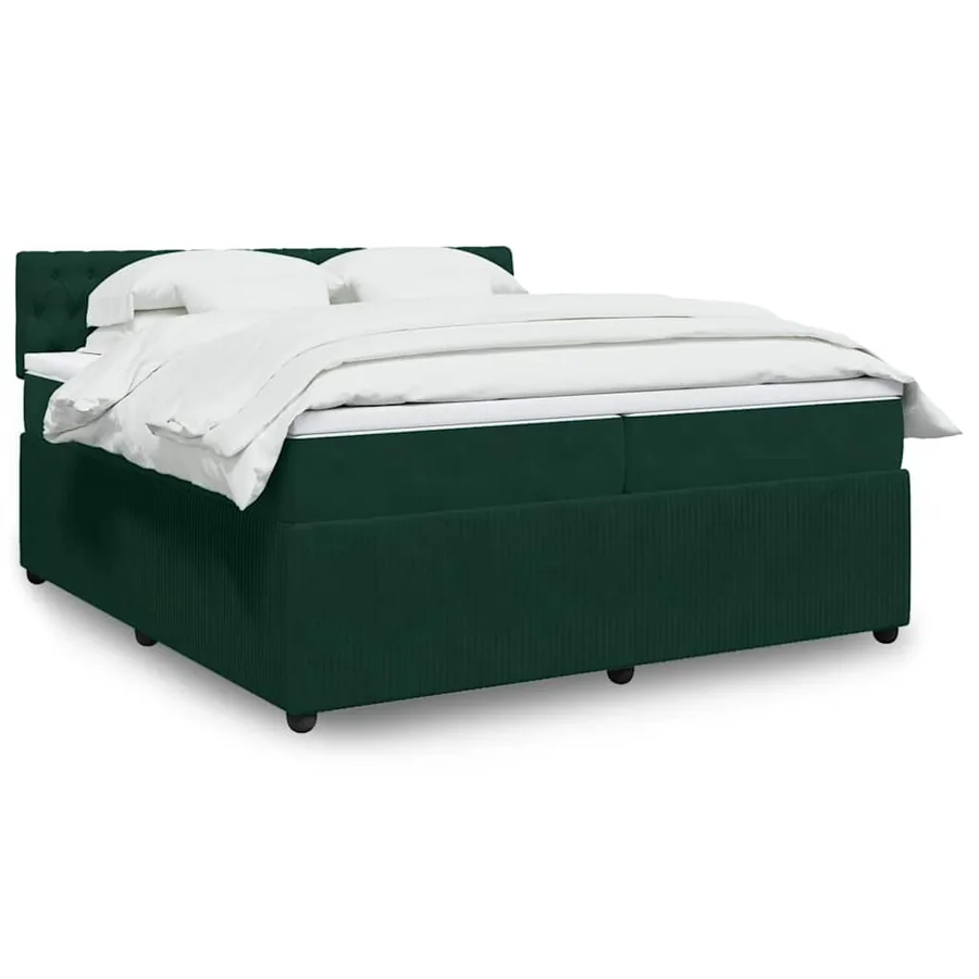 Sommier à lattes de lit et matelas Vert foncé 200x200cm Velours
