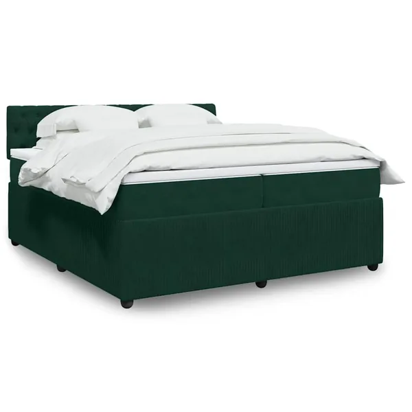 Sommier à lattes de lit et matelas Vert foncé 200x200cm Velours