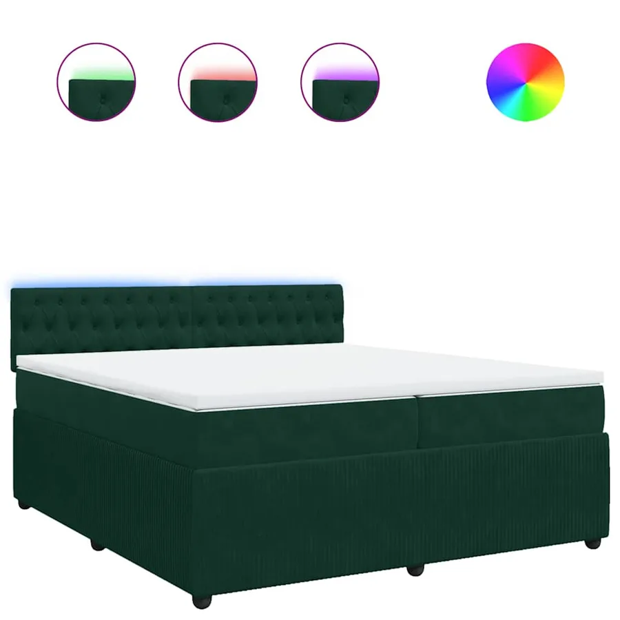 Sommier à lattes de lit et matelas Vert foncé 200x200cm Velours - 2
