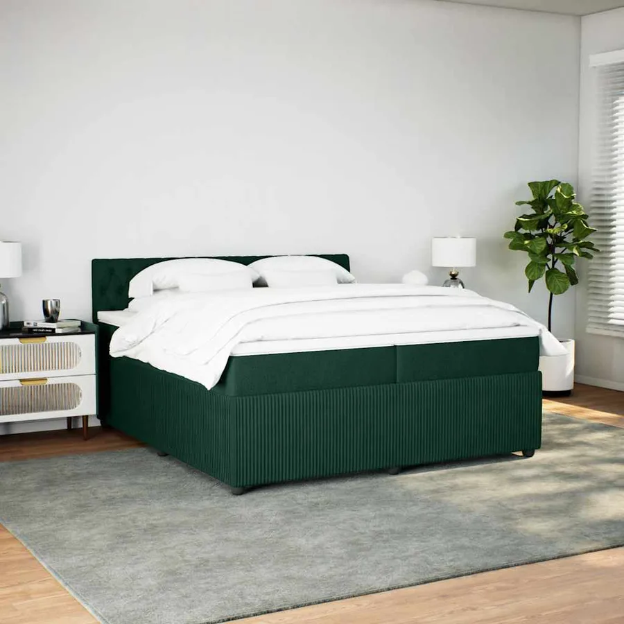 Sommier à lattes de lit et matelas Vert foncé 200x200cm Velours - 4