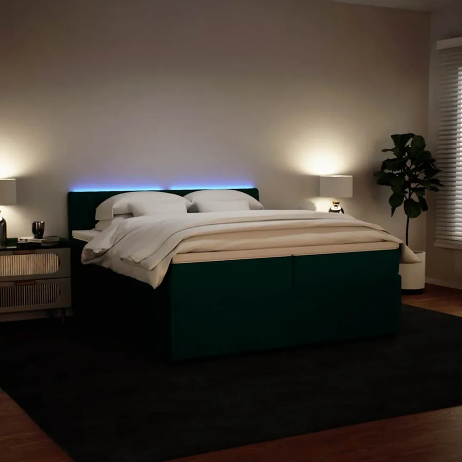 Sommier à lattes de lit et matelas Vert foncé 200x200cm Velours - 5