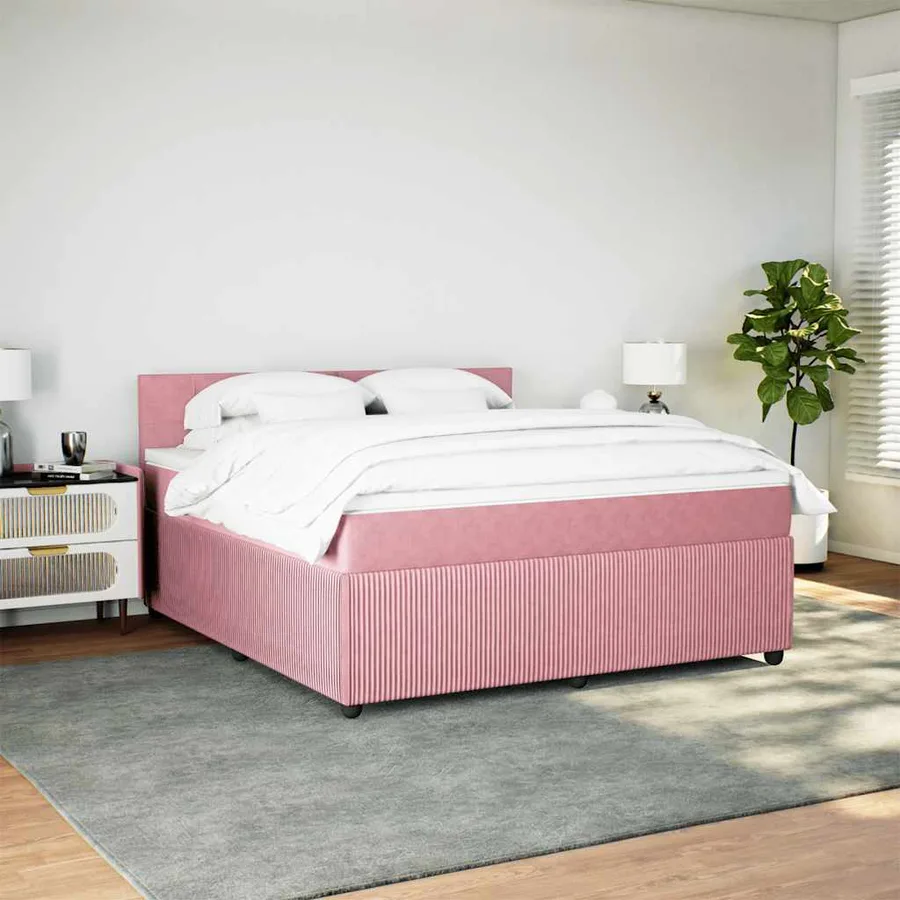 Sommier à lattes de lit avec matelas Rose 180x200 cm Velours - 4