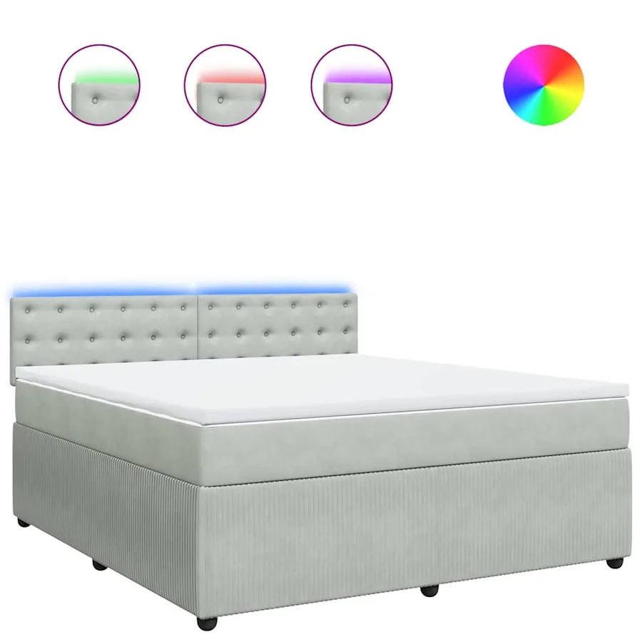 Sommier à lattes de lit et matelas Gris clair 180x200cm Velours - 2