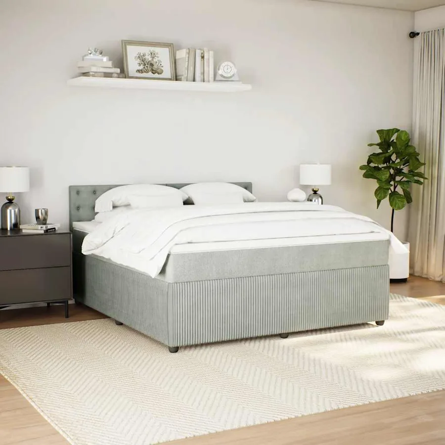 Sommier à lattes de lit et matelas Gris clair 180x200cm Velours - 4