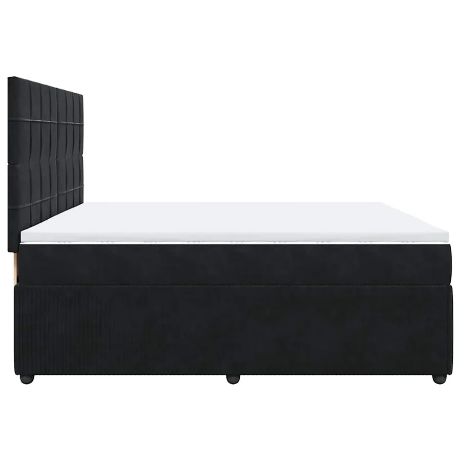 Sommier à lattes de lit et matelas Noir 200x200 cm Velours - 5