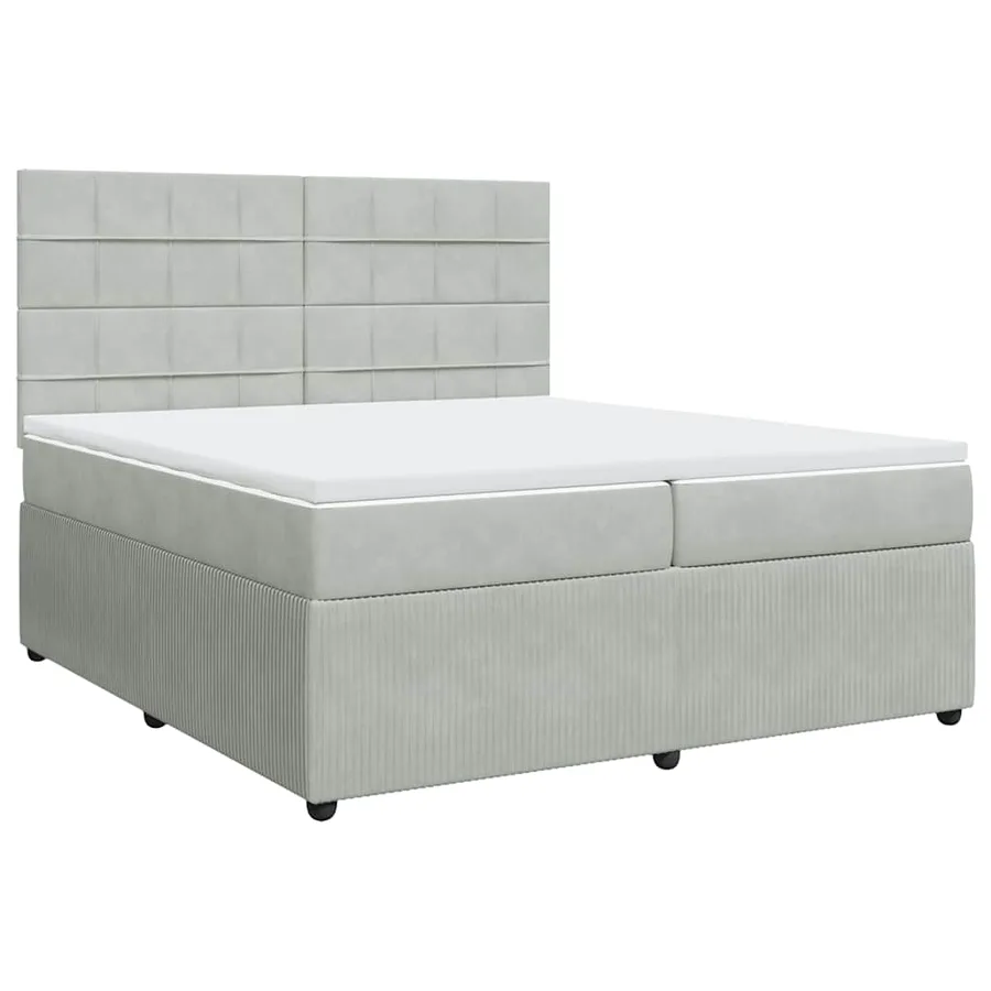 Sommier à lattes de lit et matelas Gris clair 200x200cm Velours - 2