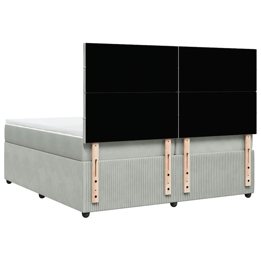 Sommier à lattes de lit et matelas Gris clair 200x200cm Velours - 6
