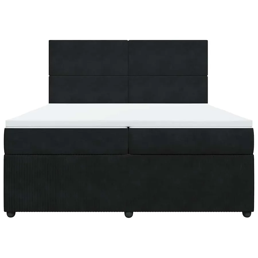 Sommier à lattes de lit et matelas Noir 200x200 cm Velours - 4