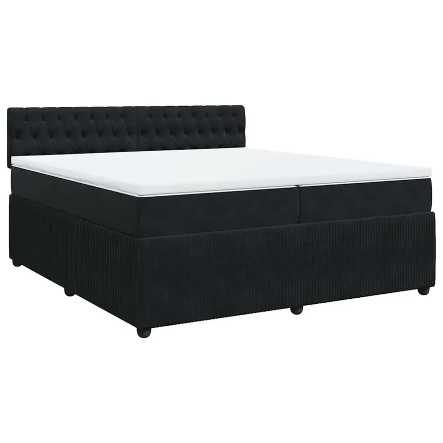 Sommier à lattes de lit et matelas Noir 200x200 cm Velours - 2