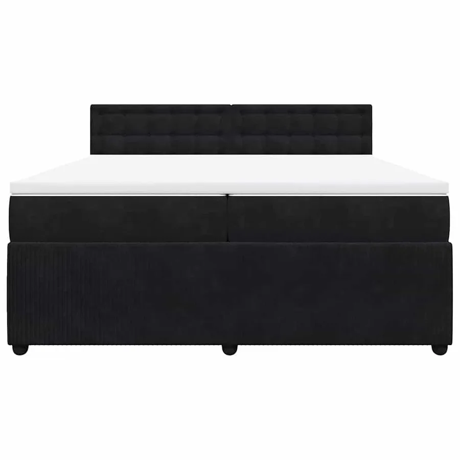Sommier à lattes de lit et matelas Noir 200x200 cm Velours - 4