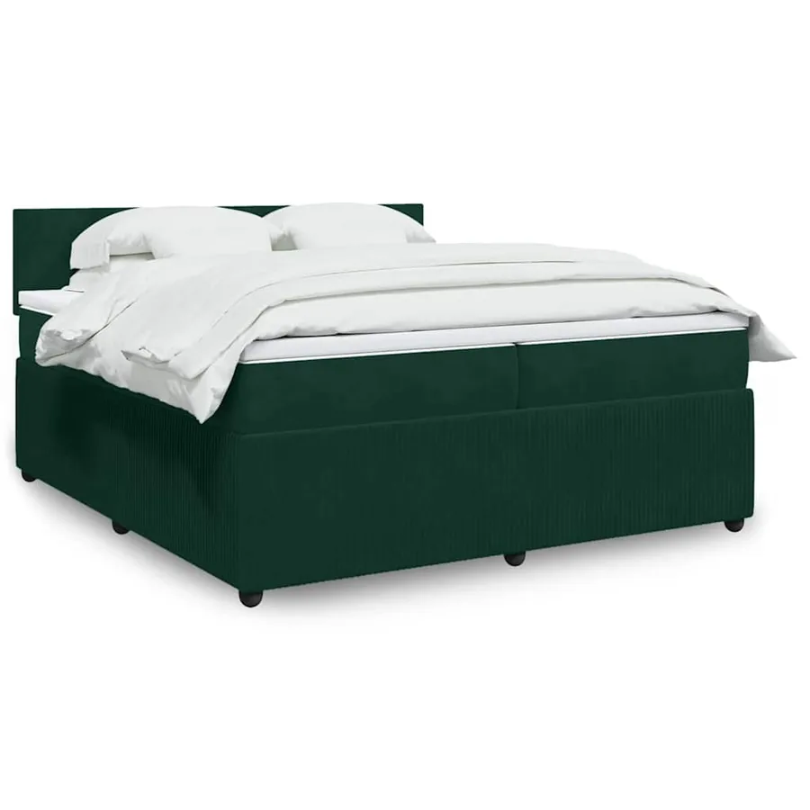 Sommier à lattes de lit et matelas Vert foncé 200x200cm Velours