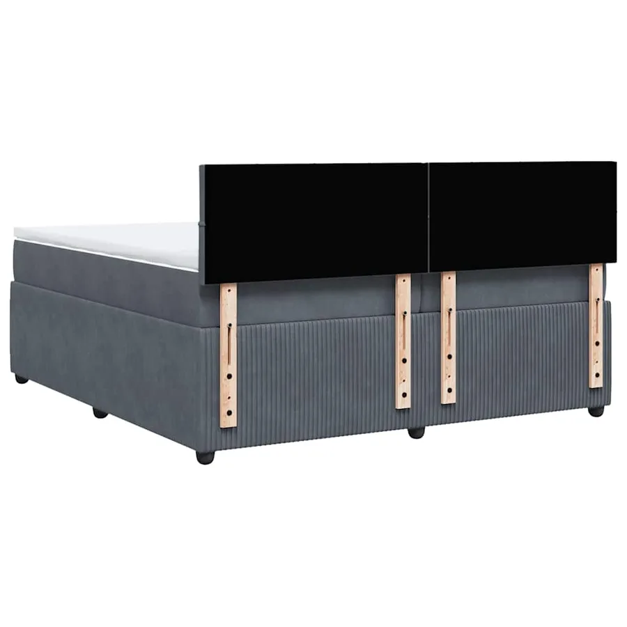Sommier à lattes de lit et matelas Gris foncé 200x200cm Velours - 10