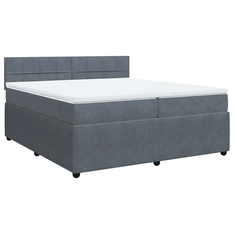 Sommier à lattes de lit et matelas Gris foncé 200x200cm Velours - 2