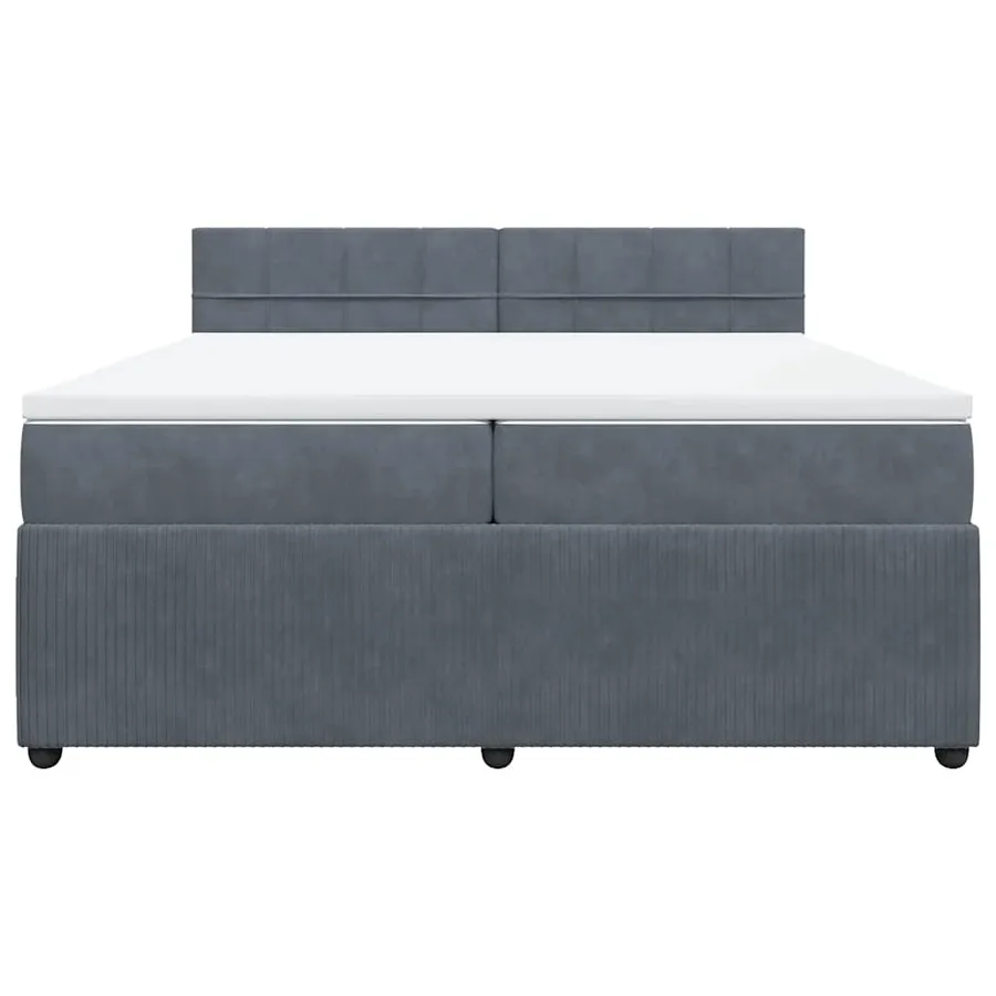 Sommier à lattes de lit et matelas Gris foncé 200x200cm Velours - 4
