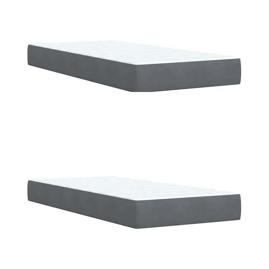 Sommier à lattes de lit et matelas Gris foncé 200x200cm Velours - 7