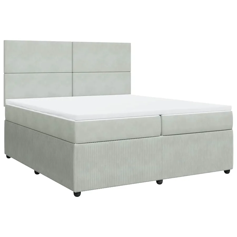 Sommier à lattes de lit et matelas Gris clair 200x200cm Velours - 2