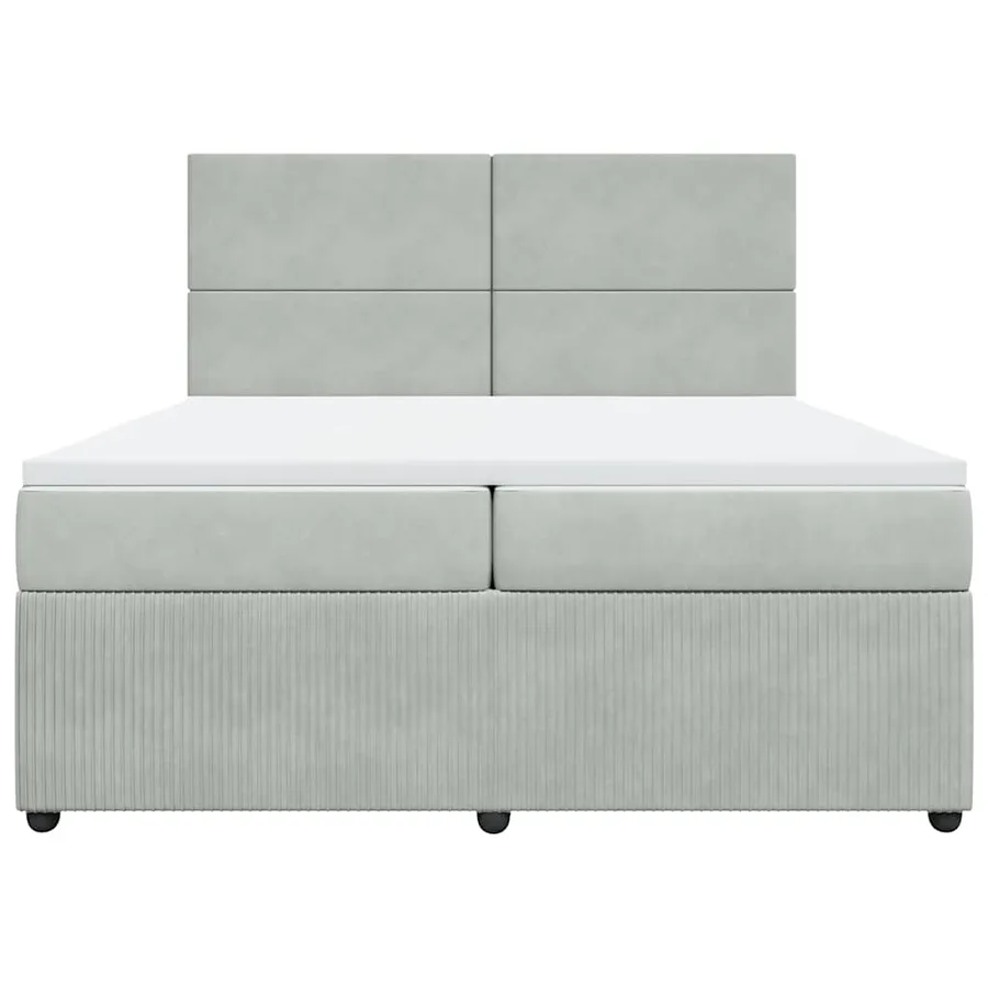 Sommier à lattes de lit et matelas Gris clair 200x200cm Velours - 4