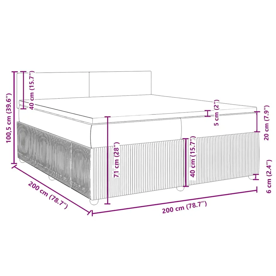 Sommier à lattes de lit et matelas Gris clair 200x200cm Velours - 18