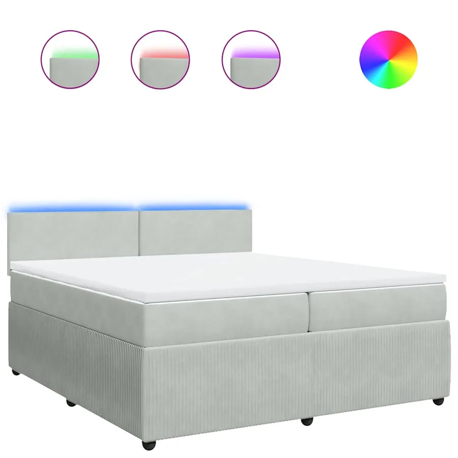 Sommier à lattes de lit et matelas Gris clair 200x200cm Velours - 2