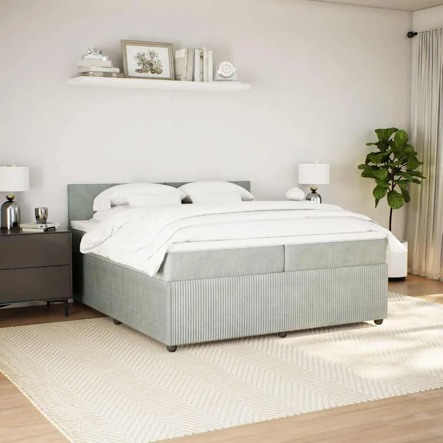 Sommier à lattes de lit et matelas Gris clair 200x200cm Velours - 4