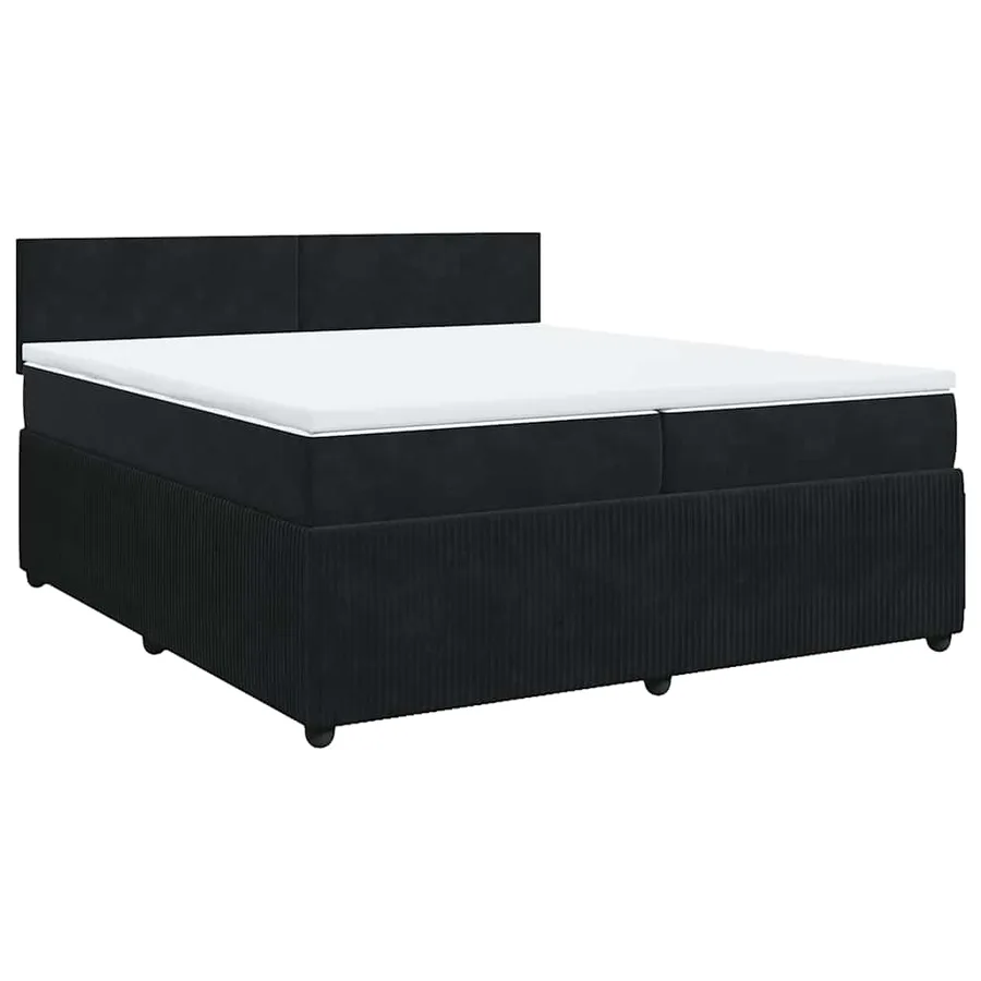 Sommier à lattes de lit et matelas Noir 200x200 cm Velours - 3