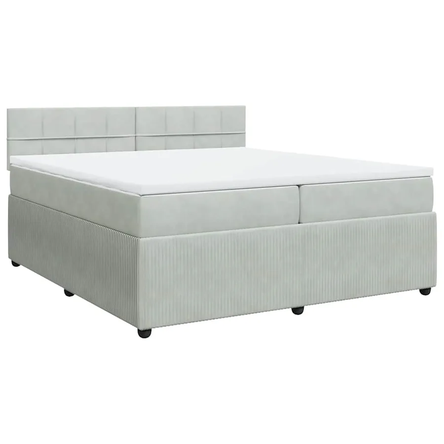 Sommier à lattes de lit et matelas Gris clair 200x200cm Velours - 3