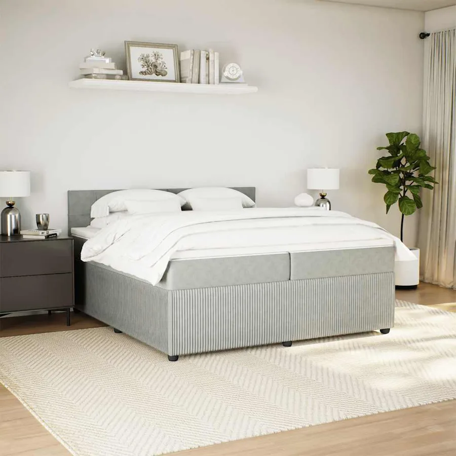 Sommier à lattes de lit et matelas Gris clair 200x200cm Velours - 4