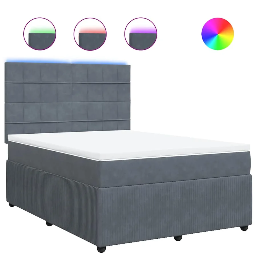 Sommier à lattes de lit et matelas Gris foncé 140x200cm Velours - 2