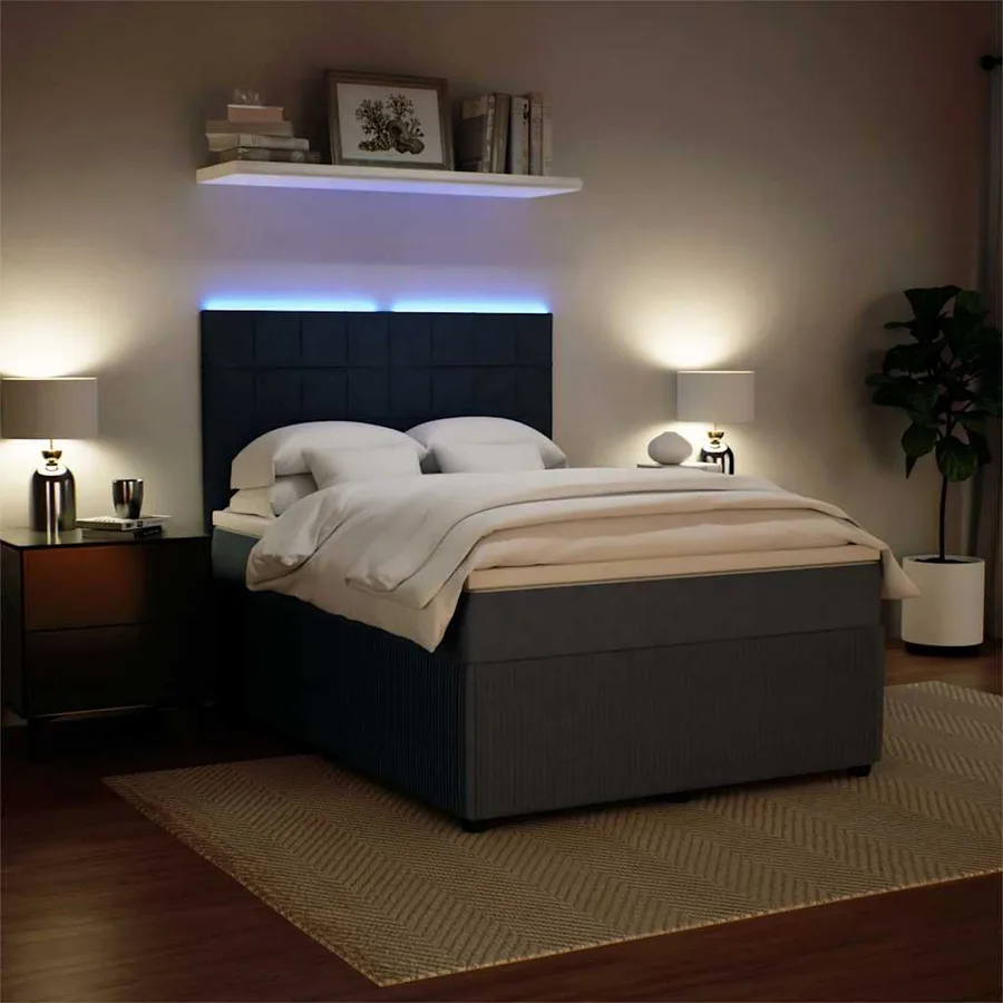 Sommier à lattes de lit et matelas Gris foncé 140x200cm Velours - 4