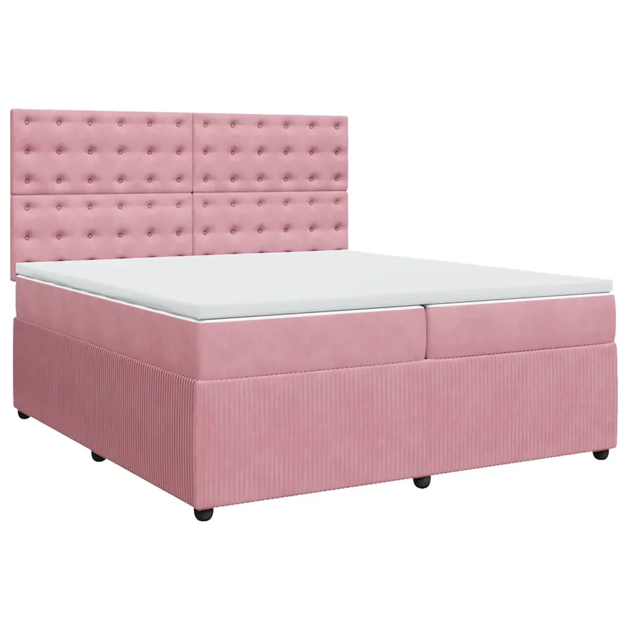 Sommier à lattes de lit avec matelas Rose 200x200 cm Velours - 2