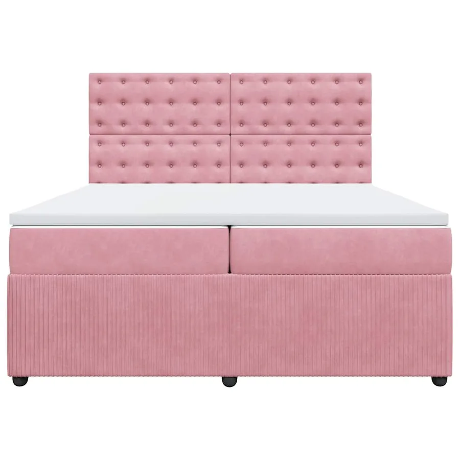 Sommier à lattes de lit avec matelas Rose 200x200 cm Velours - 4