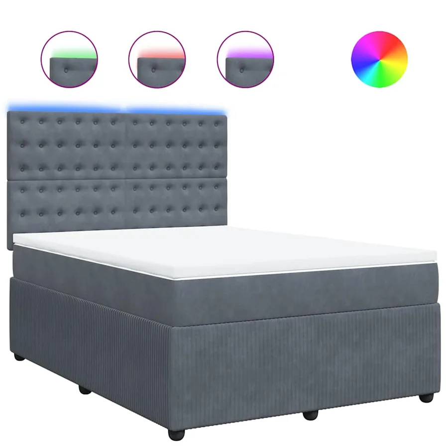 Sommier à lattes de lit et matelas Gris foncé 140x200cm Velours - 2
