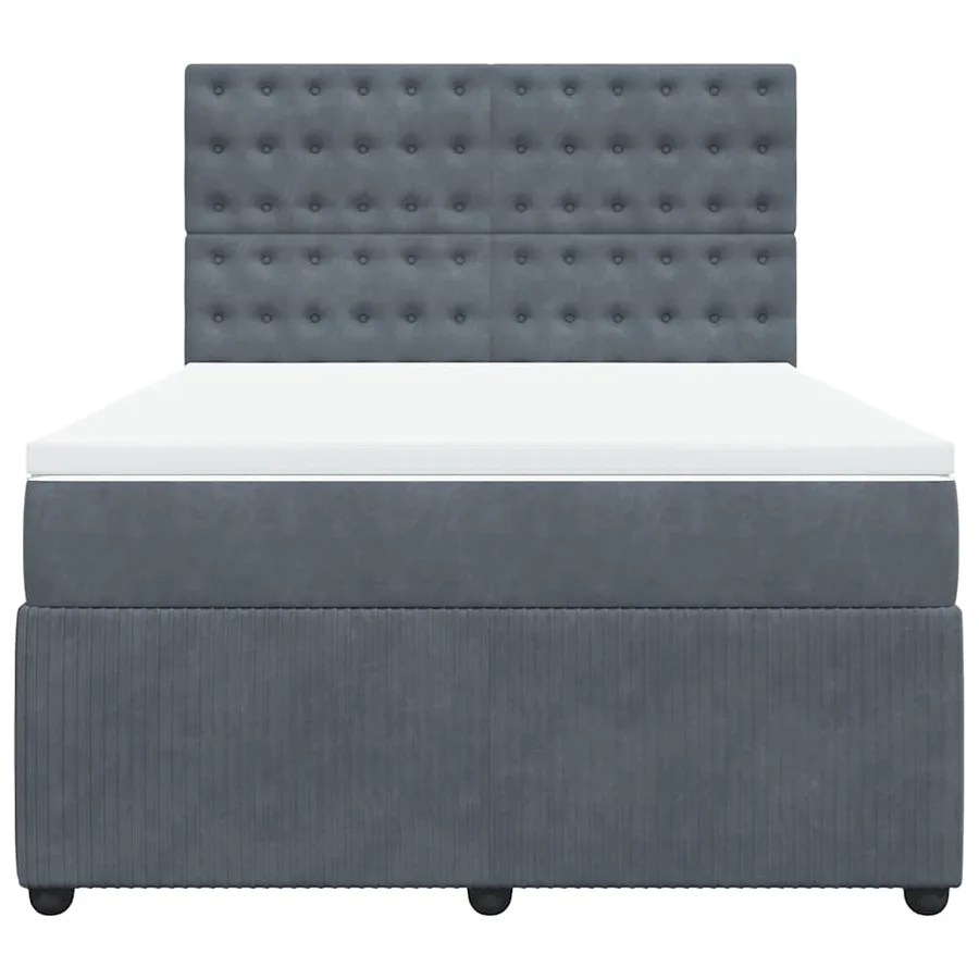 Sommier à lattes de lit et matelas Gris foncé 140x200cm Velours - 6
