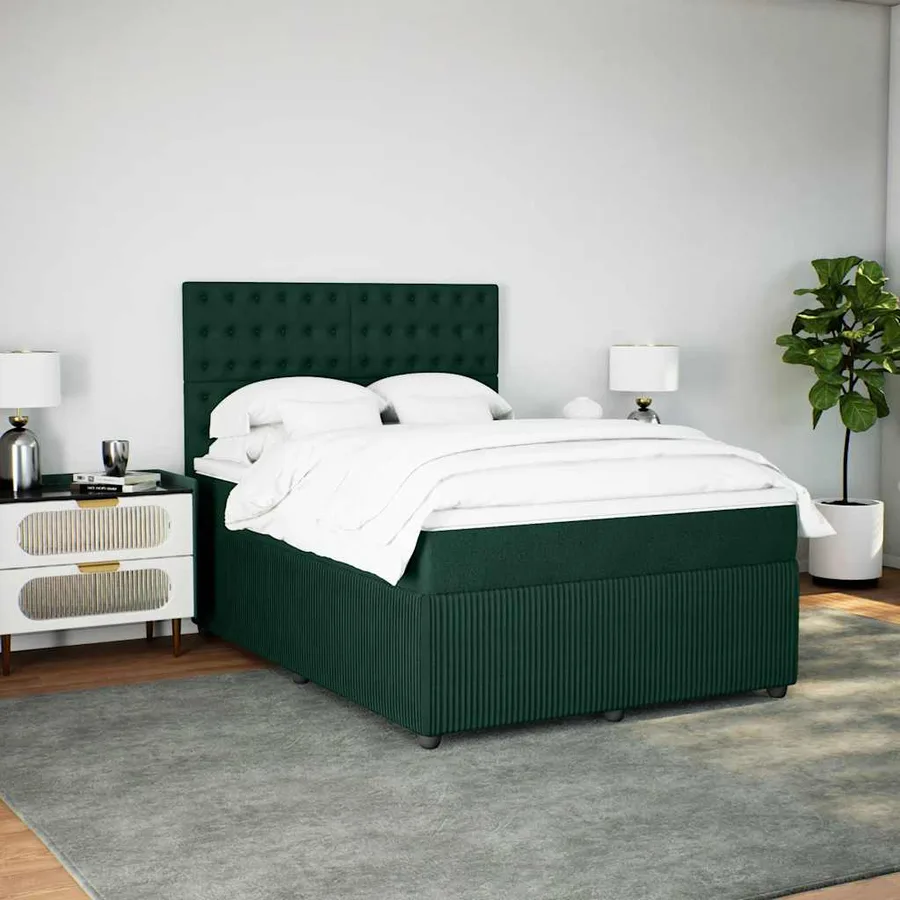 Sommier à lattes de lit et matelas Vert foncé 140x200cm Velours - 5