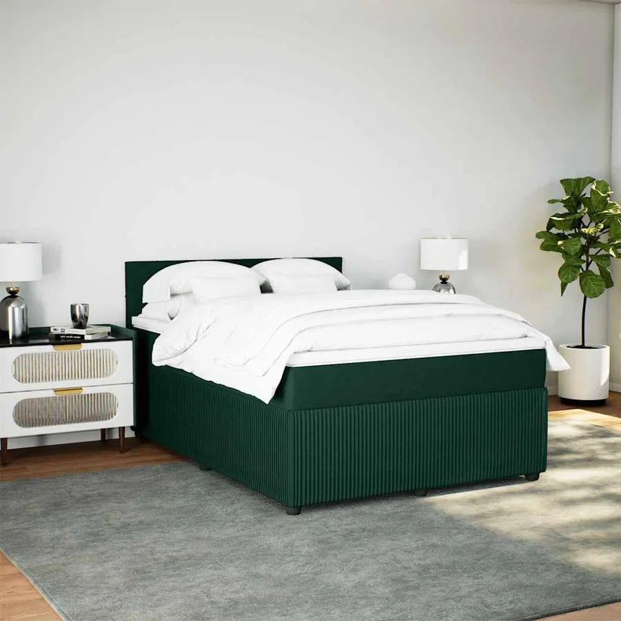 Sommier à lattes de lit et matelas Vert foncé 140x200cm Velours - 3