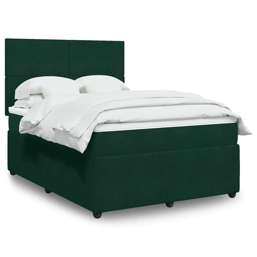 Sommier à lattes de lit et matelas Vert foncé 140x200cm Velours