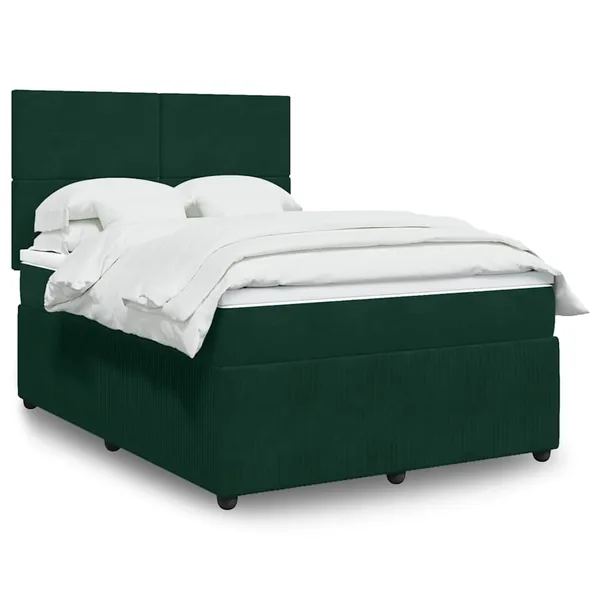 Sommier à lattes de lit et matelas Vert foncé 140x200cm Velours