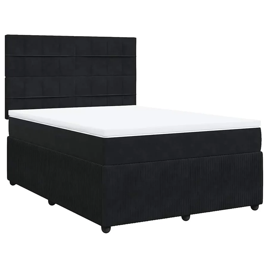 Sommier à lattes de lit avec matelas Noir 140x200 cm Velours - 2