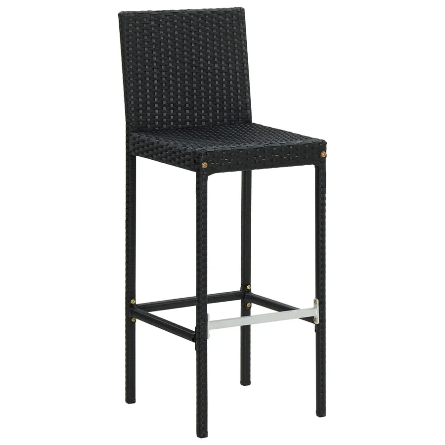 Tabourets de bar avec coussins lot de 6 noir résine tressée - 4