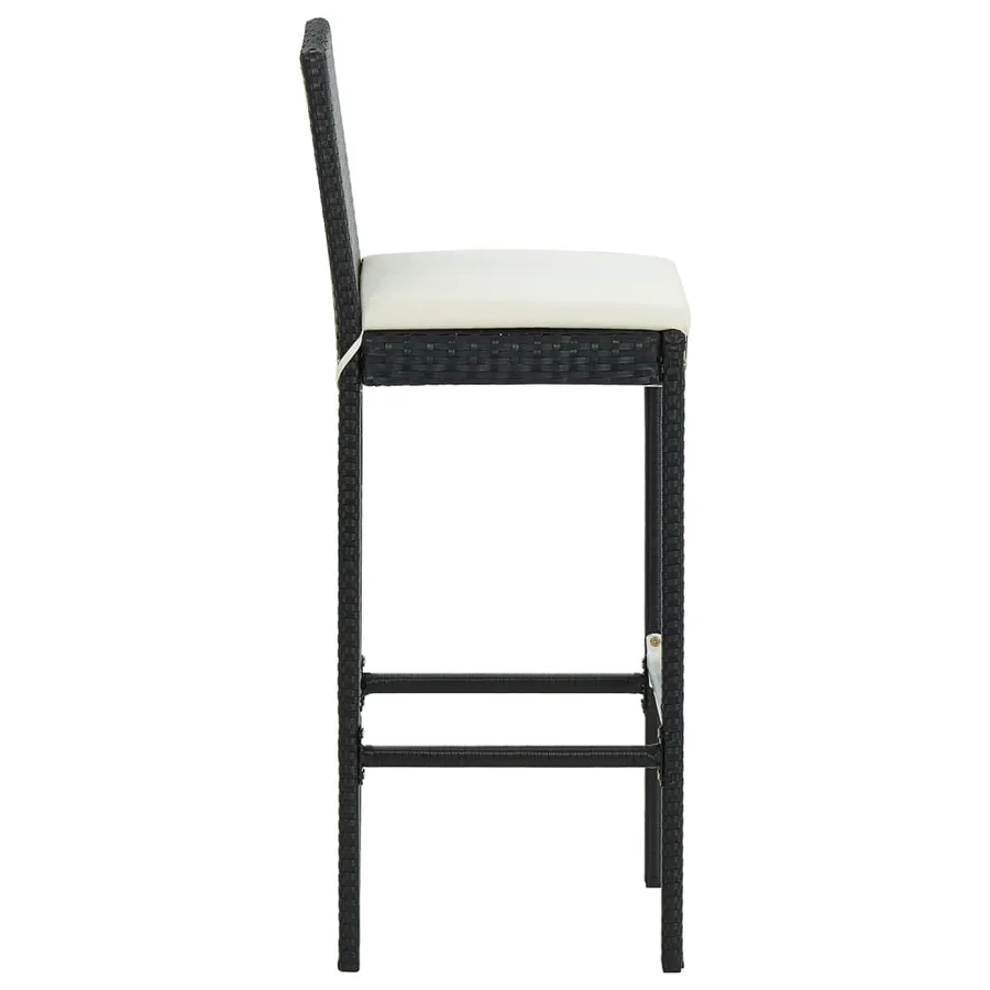 Tabourets de bar avec coussins lot de 6 noir résine tressée - 5