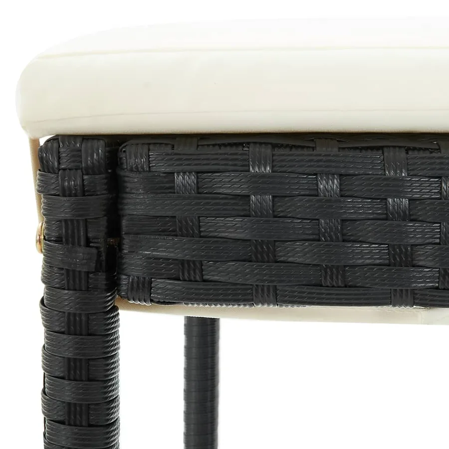 Tabourets de bar avec coussins lot de 6 noir résine tressée - 7
